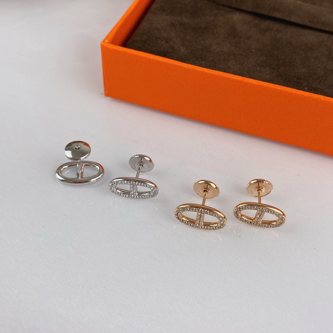 hermès fully Di*m*nd-encrusted h stud earrings