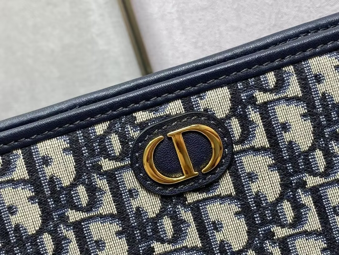 D*or 30 montaigne dea pouch blue D*or oblique jacquard 26x19.5x7cm