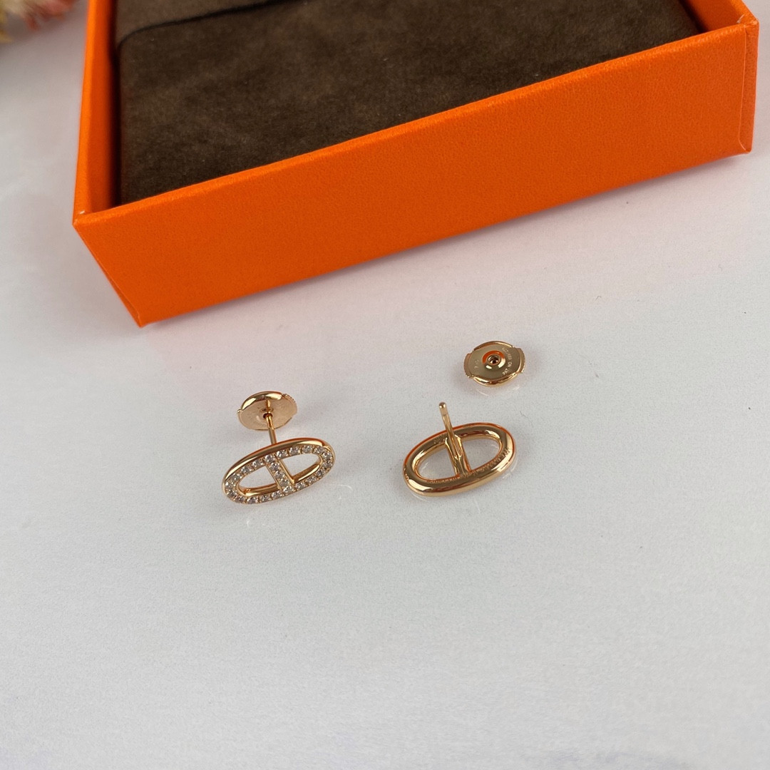 hermès fully Di*m*nd-encrusted h stud earrings