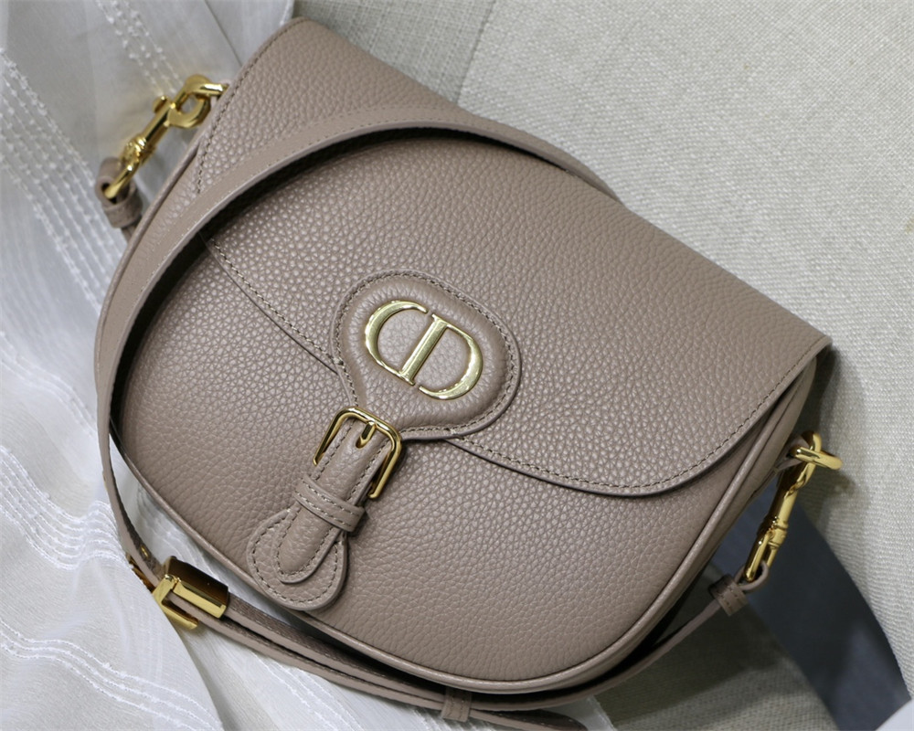 medium D*or bobby bag grey grained calfskin