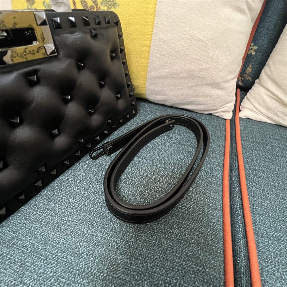 VALENTINO GARAVANI ROCKSTUD PADDED NAPPA HANDBAG BLACK