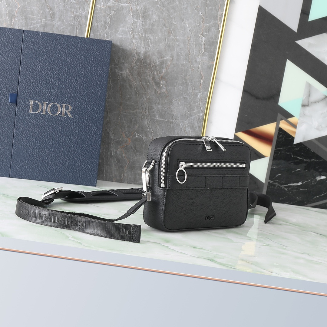 D*or safari bag with strap black 8.5 x 6 x 2.5 inches