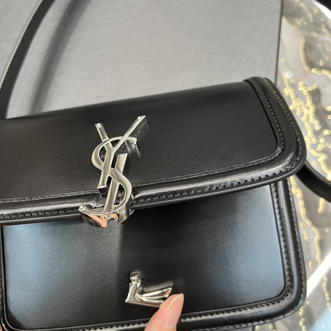 Y*L solferino small in glazed leather 7.4 x 5.1 x 1.9 inches