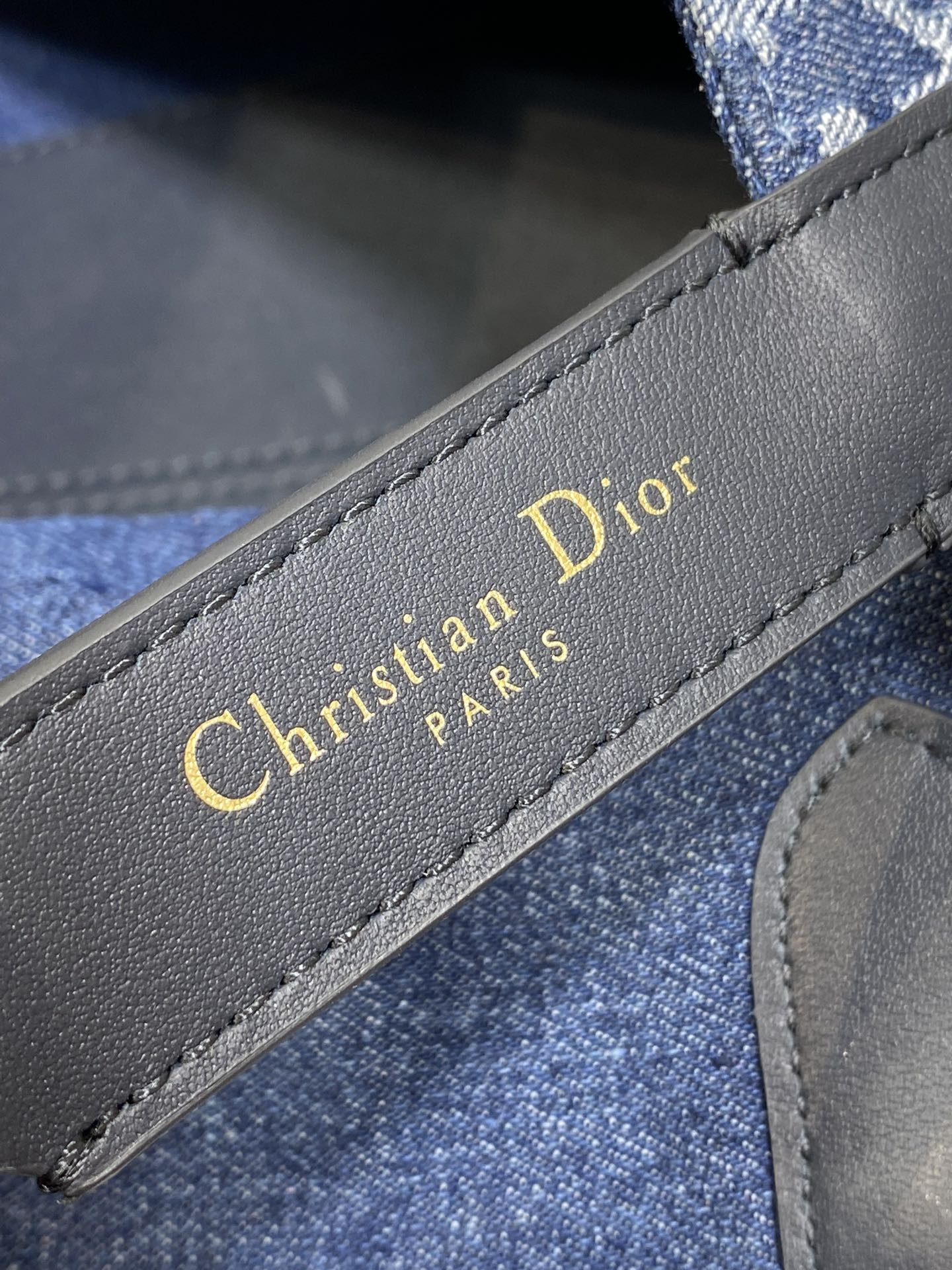 small D*or toujours bag blue denim D*or oblique jacquard 23 x15 x15cm