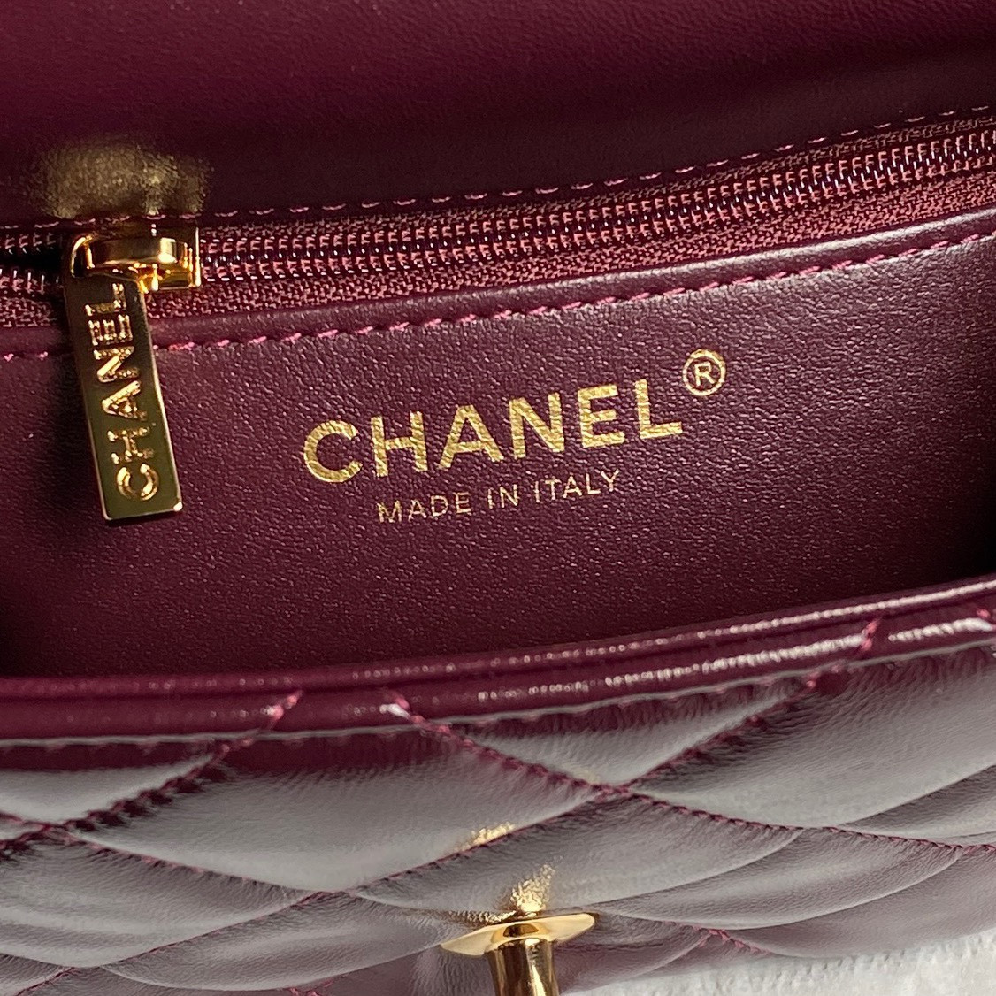 Ch*el mini flap bag with top handle 14×19×8.5cm