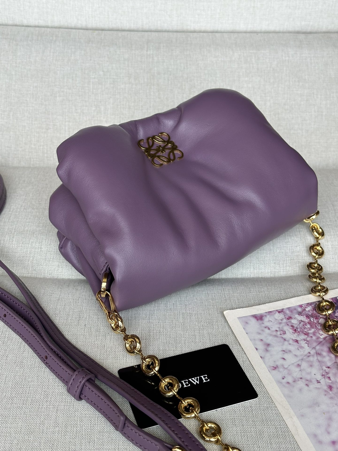 L0ew* mini puffer goya bag in shiny nappa lambskin 20x13x6cm